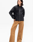Oversize Quilted Bomber, Black