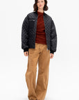 Oversize Quilted Bomber, Black