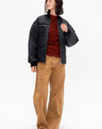 Oversize Quilted Bomber, Black