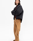 Oversize Quilted Bomber, Black