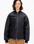 Oversize Quilted Bomber, Black