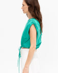 Wrap Tie Front Top, Aqua
