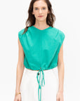 Wrap Tie Front Top, Aqua