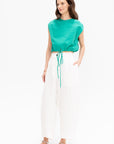 Wrap Tie Front Top, Aqua