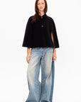 Spongy Double Face Cape, Jet Black