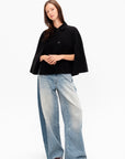 Spongy Double Face Cape, Jet Black