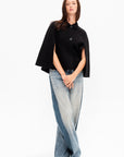 Spongy Double Face Cape, Jet Black