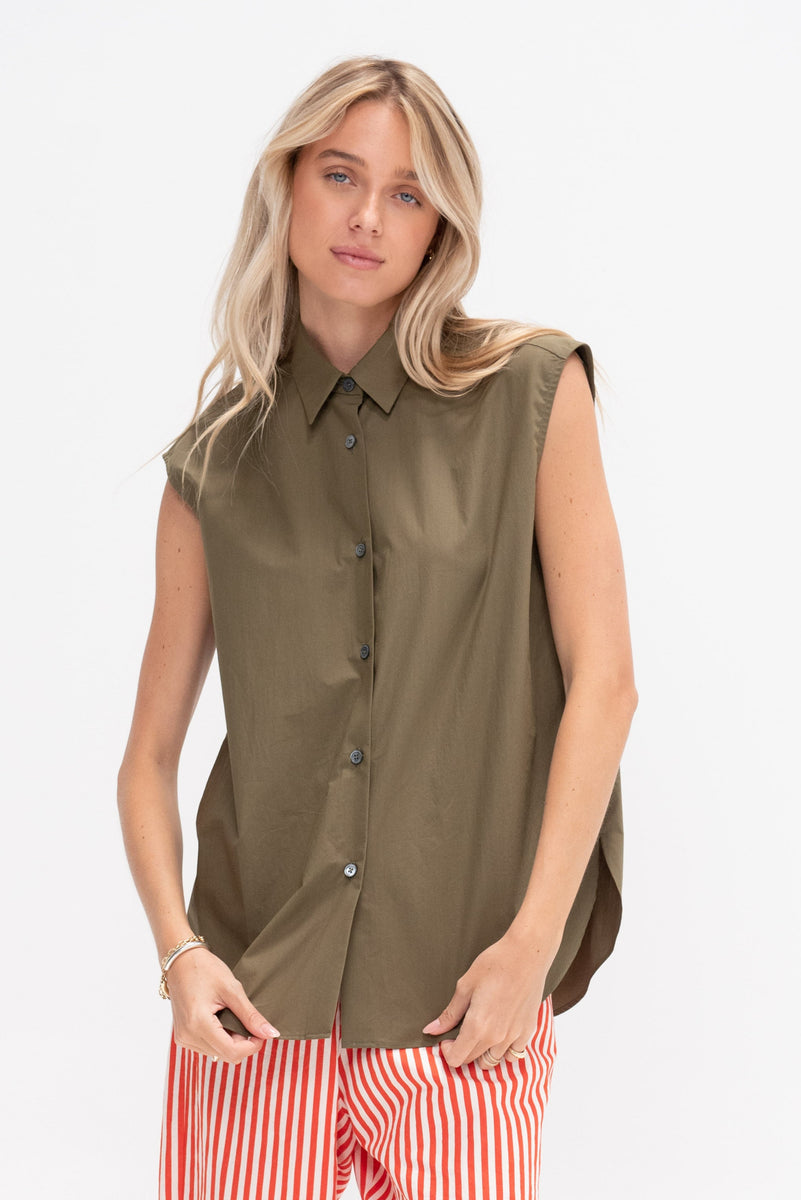 ◆DIESEL◆ T Ilia Q1 Sleeveless T-shirt Olive A171960JQAT5AF Women's Marbled tank top with ruffles | Green | Diesel