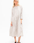 Washed Organic Cotton Mini Checkered Dress, Off White