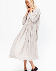 Washed Organic Cotton Mini Checkered Dress, Off White
