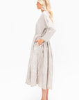 Washed Organic Cotton Mini Checkered Dress, Off White
