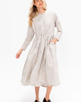 Washed Organic Cotton Mini Checkered Dress, Off White
