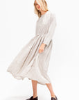 Washed Organic Cotton Mini Checkered Dress, Off White