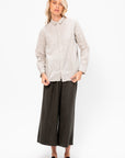 Washed Organic Cotton Mini Checkered Shirt, Off White