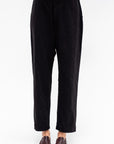 Cotton Grosgrain Tapered Pants, Dark Brown