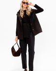 Cotton Grosgrain Tapered Pants, Dark Brown