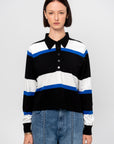 Iska Blouse, Black / Blue / Off White