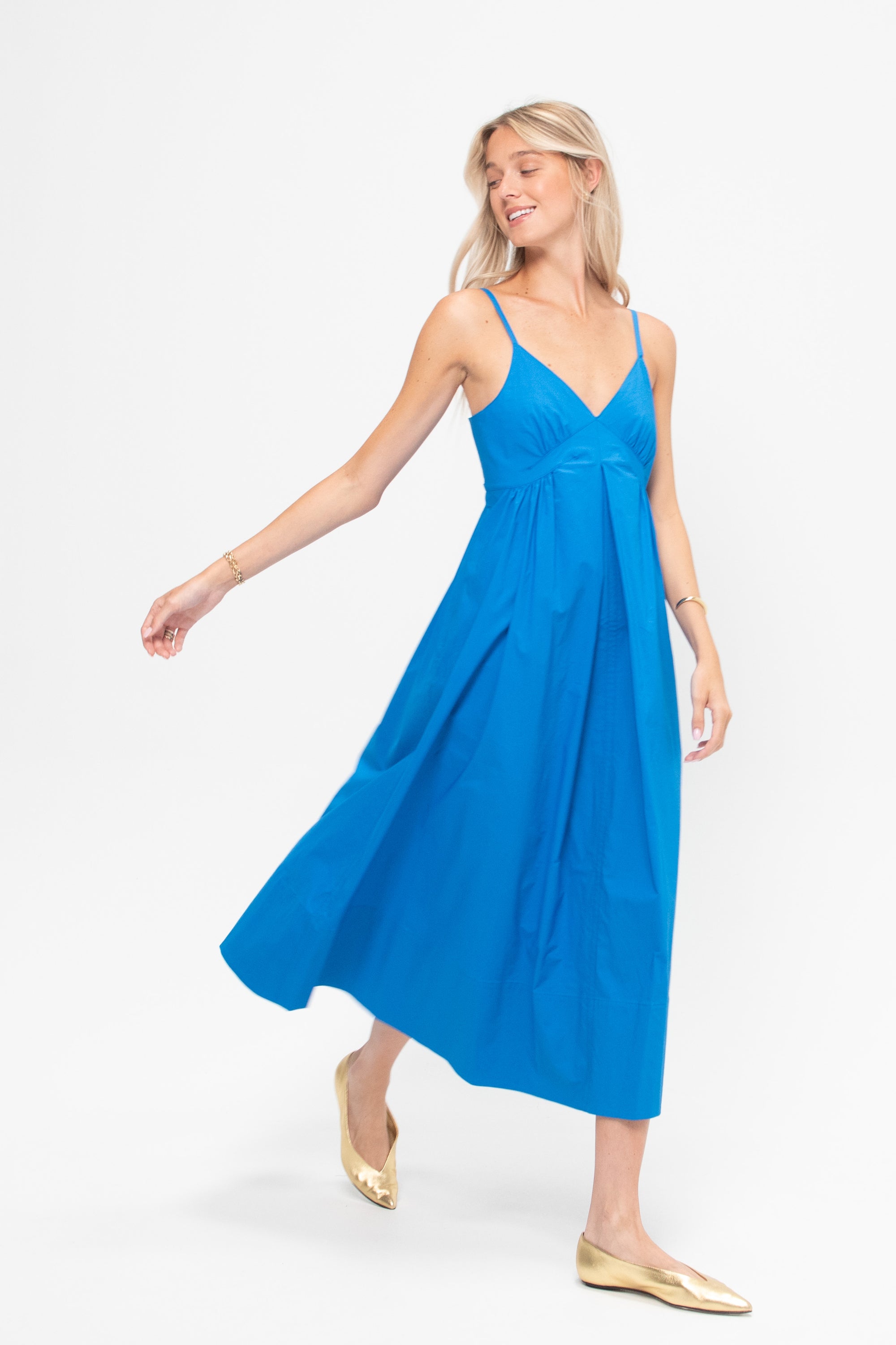 Barker Dress, Cyan