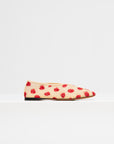 Tee Embroidered Slippers, Nude & Red