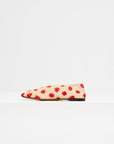 Tee Embroidered Slippers, Nude & Red