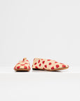 Tee Embroidered Slippers, Nude & Red
