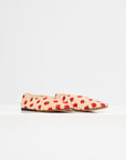 Tee Embroidered Slippers, Nude & Red