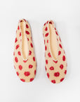 Tee Embroidered Slippers, Nude & Red
