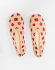 Tee Embroidered Slippers, Nude & Red