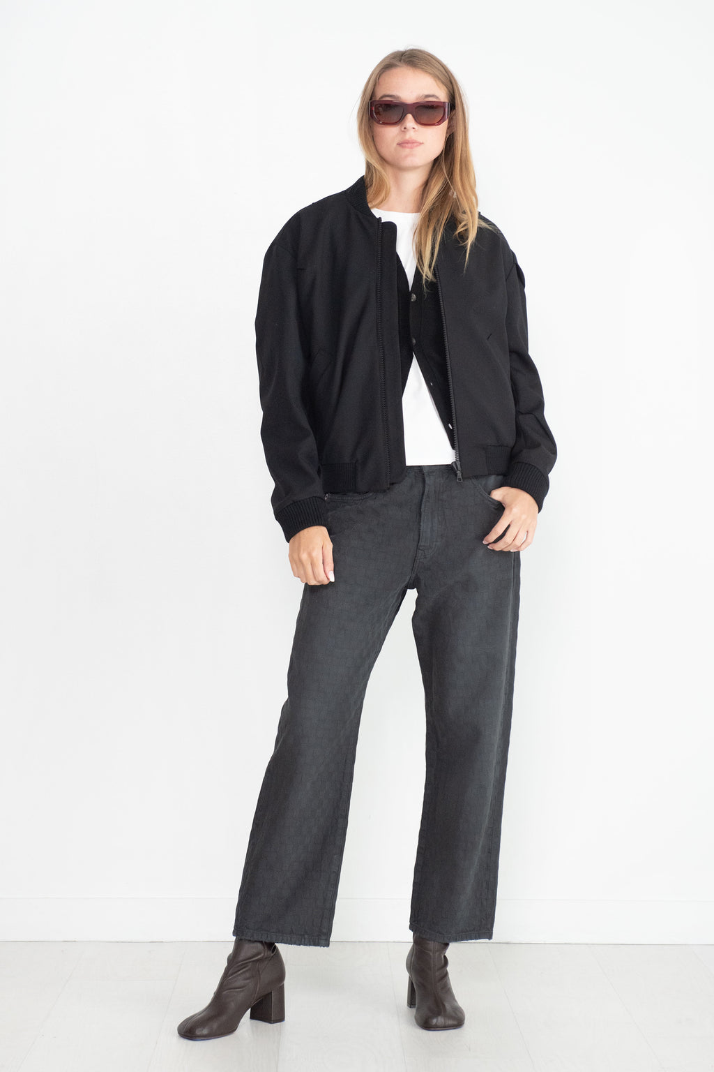 R13 Boyfriend Jean, Shadow Checkboard Kick Pleat