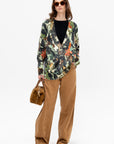 Printed Oversized Cardigan, Light Camo Green