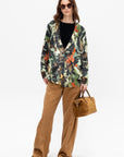Printed Oversized Cardigan, Light Camo Green