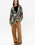 Printed Oversized Cardigan, Light Camo Green
