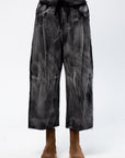 Cropped Pleated Sweatpant, Washed Black