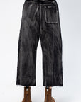 Cropped Pleated Sweatpant, Washed Black