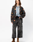 Cropped Pleated Sweatpant, Washed Black