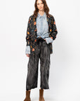 Cropped Pleated Sweatpant, Washed Black