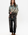 Drop Neck Shirt, Dipped Black Turquoise