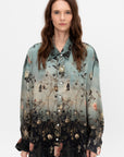 Drop Neck Shirt, Dipped Black Turquoise