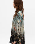 Drop Neck Shirt, Dipped Black Turquoise