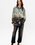 Drop Neck Shirt, Dipped Black Turquoise