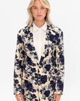 Oversized Ragged Blazer, Black & Cream Floral