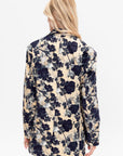 Oversized Ragged Blazer, Black & Cream Floral