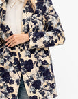 Oversized Ragged Blazer, Black & Cream Floral