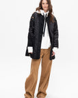 Padded Taped Liner Coat, Multifloral Black