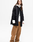 Padded Taped Liner Coat, Multifloral Black