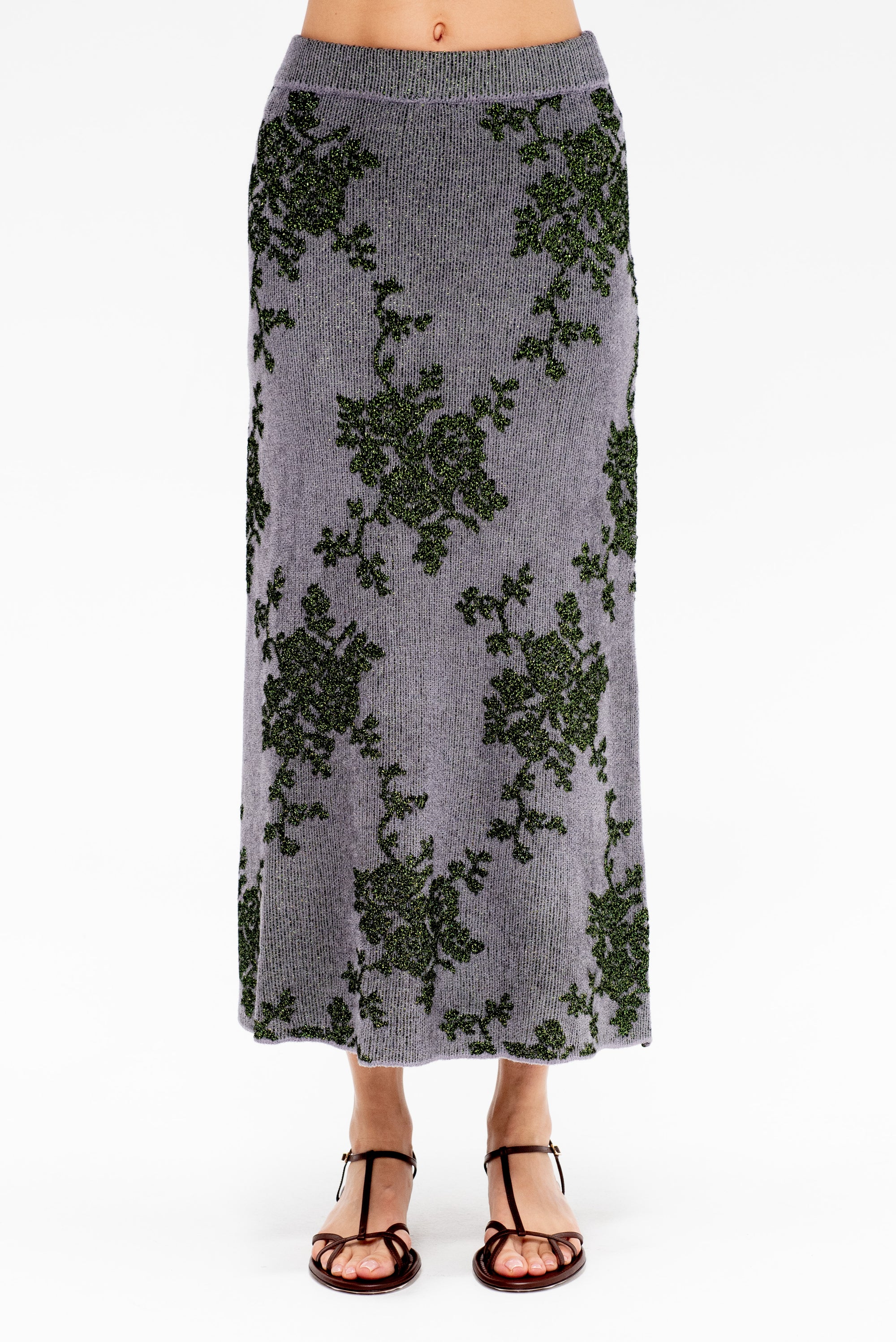 Broccada Skirt, Dove Green