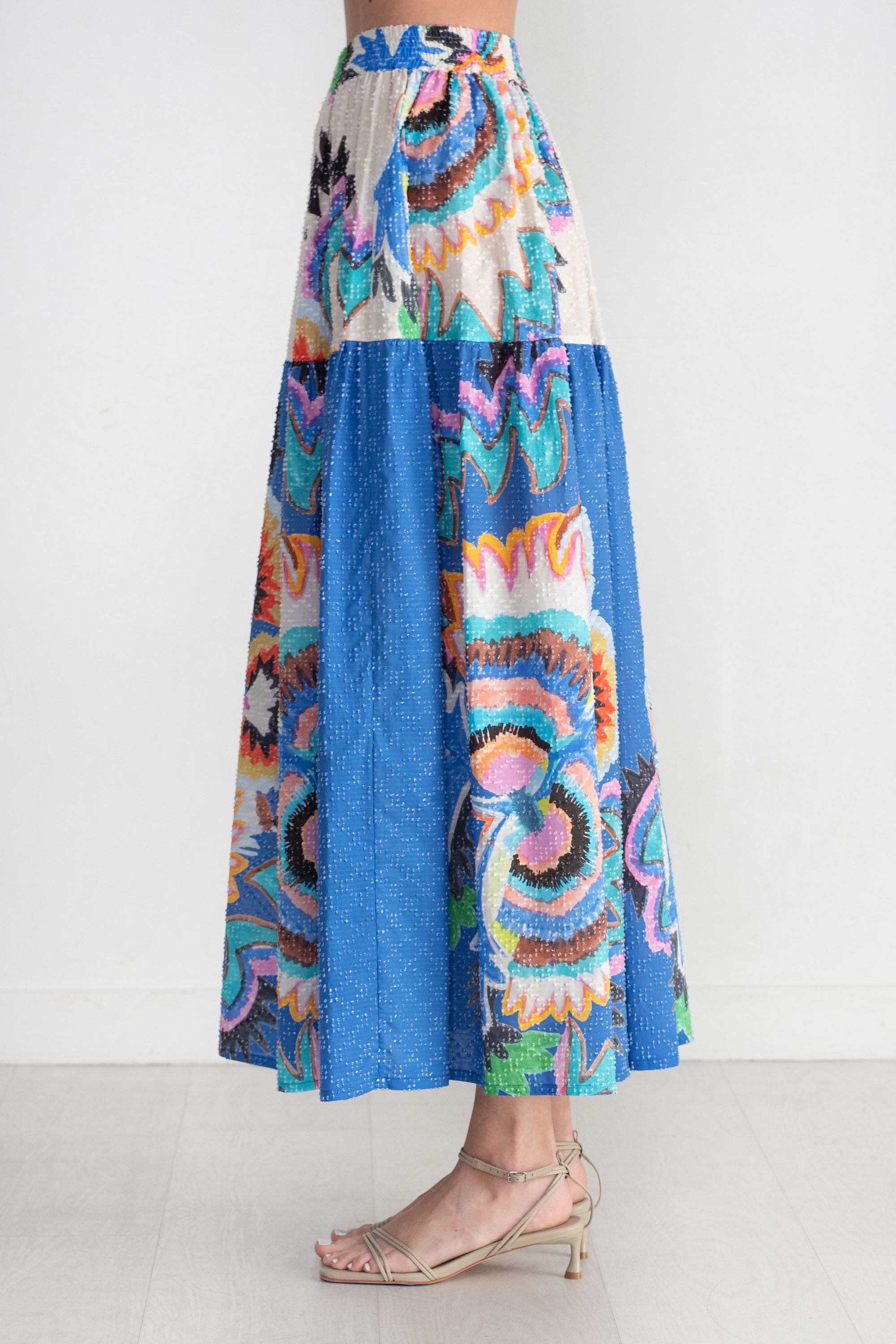 Rianna + Nina Paradeisos Volant Skirt Minu, Zoi Blue Kick Pleat