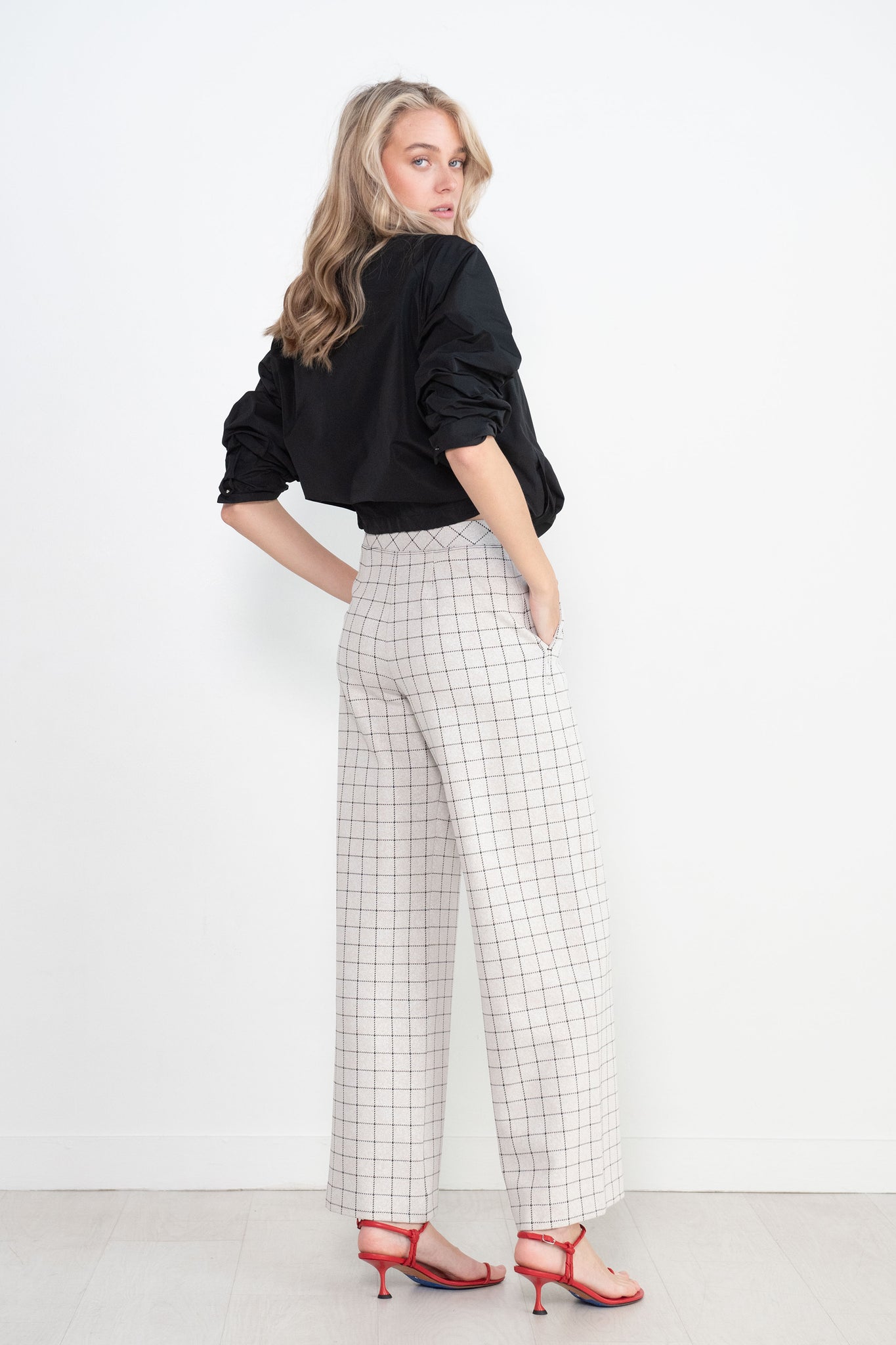 ROSETTA GETTY - Straight Leg Pull On Pant, Fawn and Black
