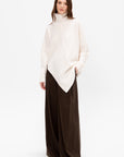 Rib Paneled Turtleneck Sweater, Ivory
