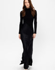 Bias Turtleneck Combo Maxi Dress, Black